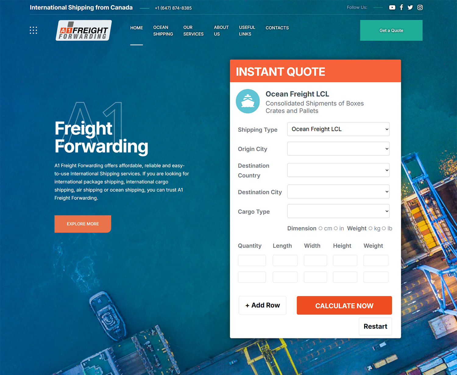A1 Freight Forwarding V3 Small Home Page